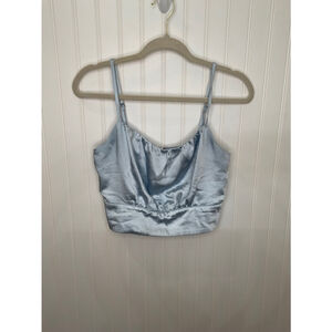 Women's Lulus Luxe'd Out Light Blue Satin Cropped Tank Size M